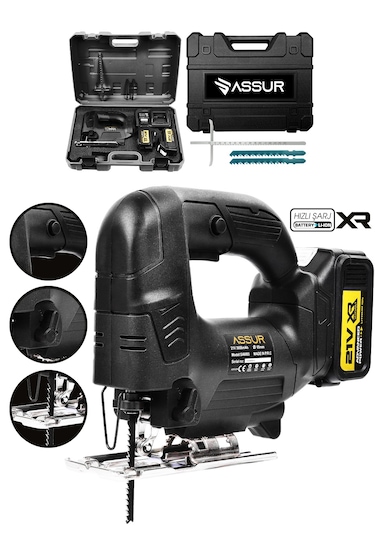 Assur ASR859 21V Çift Akü Dekupaj Testere Siyah