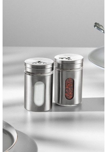 Nehir Selvi 2 Li Cam Silindir Tuzluk - Biberlik Baharatlık