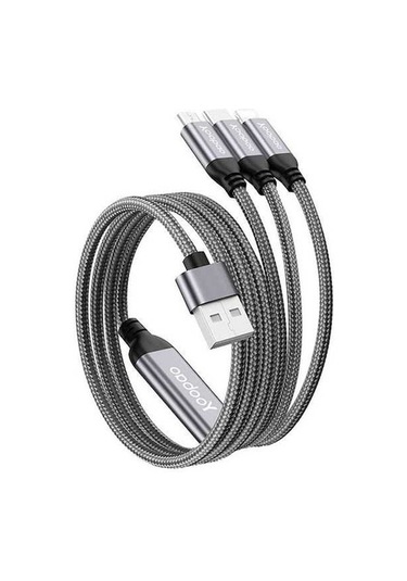Pazly Yoobao V22 Seri 3 1 Usb Type-c / Lightning / Micro Geri Çekilebilir Veri Kablosu 3a Hızlı Şarj Naylon Örgülü Kablo