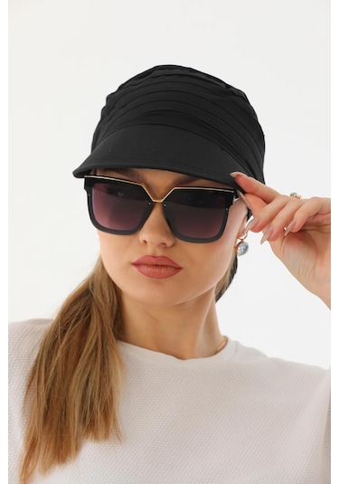 Safari Bağlamalı Siyah Siperli Bandana Vizör Siyah