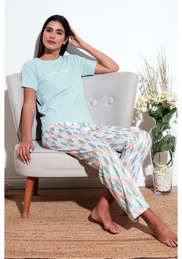 Lela Regular Fit Bisiklet Yaka Kısa Kollu Bayan Pijama Takımı 65770105 Mint Lela Regular Fit Bisiklet Yaka Kısa Kollu Bayan Pijama Takımı 65770105 Mint