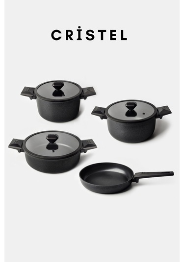 Cristel 7 Parça Tencere Seti Siyah Siyah