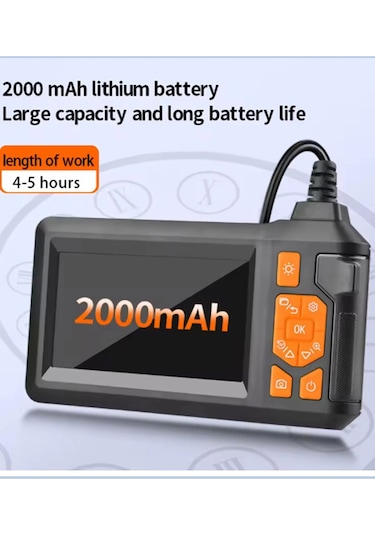 Vtn-107 Ekranlı 3 Kameralı 10 Mt Hafıza Kart Destekli Sert Kablo Yılan Endoskop Kamera 8 Mm 4.3 Inc