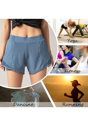 Reedark Kadın Spor Şortu: Hızlı Kuruma, Yüksek Bel, Fermuarlı Cep, Rahat Ve Esnek Tasarım Mavi