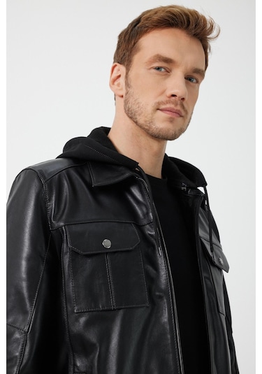 Renato Siyah Deri Ceket 001
