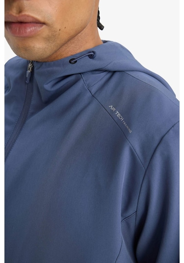 Defacto Defactofit Su İtici Regular Fit Kapüşonlu Fermuarlı İpek Kumaş Yağmurluk E9218ax25auın113 İndigo