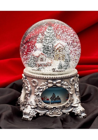 Yerli, El Boyaması, Müzikli Ve Kendinden Üflemeli,klasik Desenli,120 Mm Noel Kar Küresi.