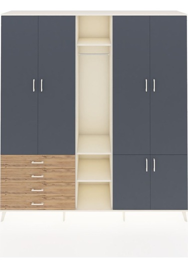 Hyperion Dolap 14 Raflı 4 Çekmeceli Tek Askılı 220x44x243 Aytaşı-antrasit/çam Antrasıt/atlas Çam Hyperion Dolap 14 Raflı 4 Çekmeceli Tek Askılı 220x44x243 Aytaşı-antrasit/çam Antrasıt/atlas Çam