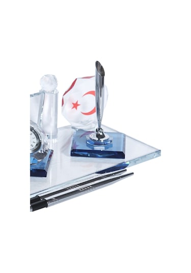 Sentez Türk Bayrağı Lüks Kristal Masa İsimliği