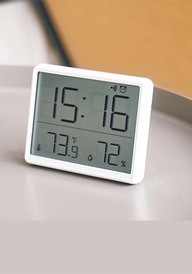 Dijital Oda Termometre Sıcaklık Ve Nem Ölçer Masa Saati Alarm Lcd Ekran Duvara Takılır Beyaz Çok Renkli