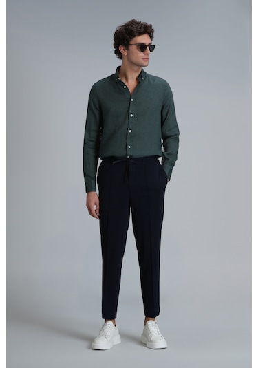 Lufian Pitaya Erkek Keten Gömlek Comfort Fit Yeşil Yeşil 111010611100600 Yeşil