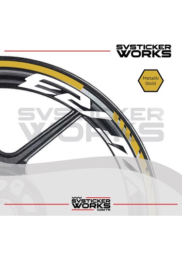Yamaha Yzf-r3 Yazılı Jant Sticker Dış Ve İç Set Sticker Jant Şeridi Altın