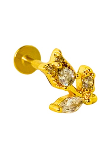 Cerrahi Çelik Taşlı Lale Piercing Altın