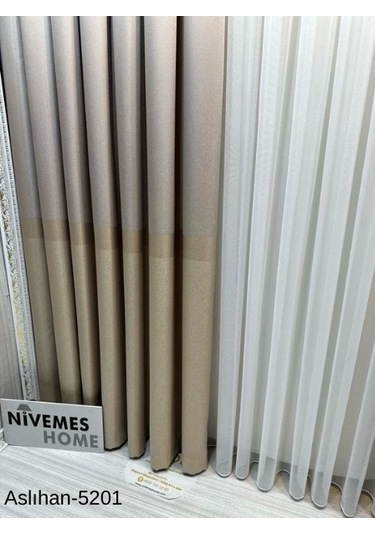 Nivemeshome Aslıhan Vizon Ft632116 V-5201 1/3 Sık Pile Fon Perde Apm Vizon