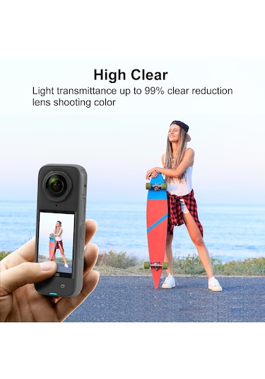 Insta360 X4 İçin Puluz 9h 2.5d Kavisli Hd Ekran Temperli Cam Filmi Şeffaf