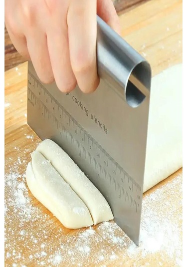 Paslanmaz Çelik Hamur Kesme Aparatı Çelik Kesici Kazıyıcı Pasta Ve Kek Şekillendiren Lüx Spatula