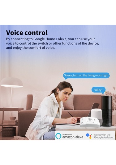 Geeroyoo Akıllı Wi-fi+bluetooth Kontrollü 10a Keçme Anahtarı, 90-250v, 2200w, Smartlife/tuya Uygulaması İle Uzaktan Kontrol