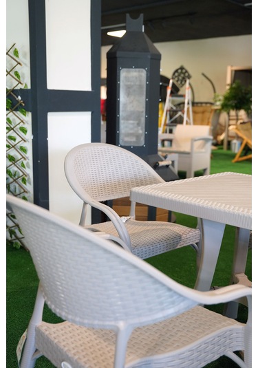 Alezy Bambu Balkon Bahçe Masa Takımı 4 Kişilik 70x70 Masa 4 Adet Bambu Koltuk Cappucino