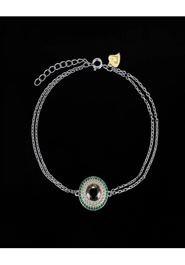 Brezza Lusso Jewelry Sultanit Zümrüt Taşlı Işıltılı Endam Kadın Gümüş Bileklik