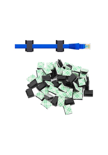 Maiyame Nylon Siyah Bağcıklı Kablolu Tutucular 50 Adet - 2.5mm Enine Kadar Uyumlu, Delme Yok Kurulum, Odanı Düzenle