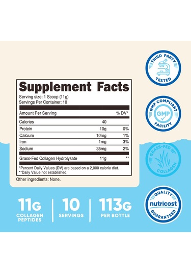 Nutricost Grass-fed Collagen Kolajen Powder 113 G