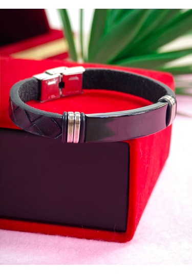 Çelik Derili Bileklik Kişiye Özel İsimli Paslanmaz Derili Çelik İsimli Bileklik 316 L Çelik Açık Mavi