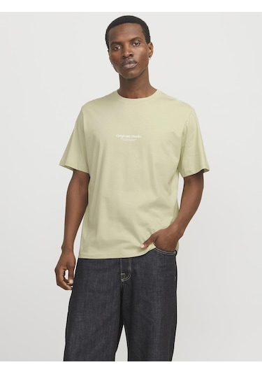 Jack & Jones Erkek Kabartma Logo Baskili Tisört - Vesterbro - 12240121 Celadon Tint
