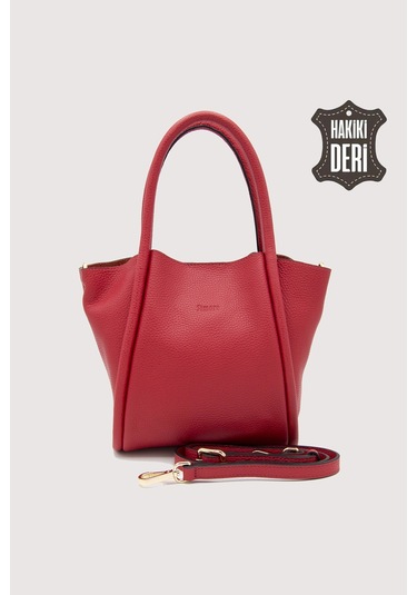 Hakiki Deri Kadın Organizerlı El Çantası Kırmızı Smr9206 Kırmızı