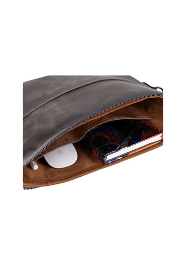 Bloomsleeve Leeds 16" Ash Gray Hakiki Deri Laptop & Tablet Kılıfı Gri