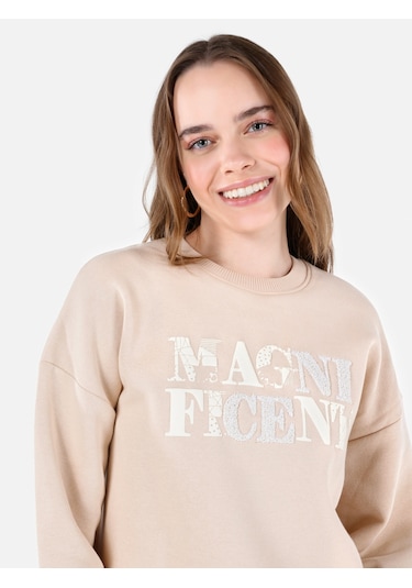 Colin's Colins Regular Fit Baskılı Bej Kadın Sweatshirt Cl1066819 Bej