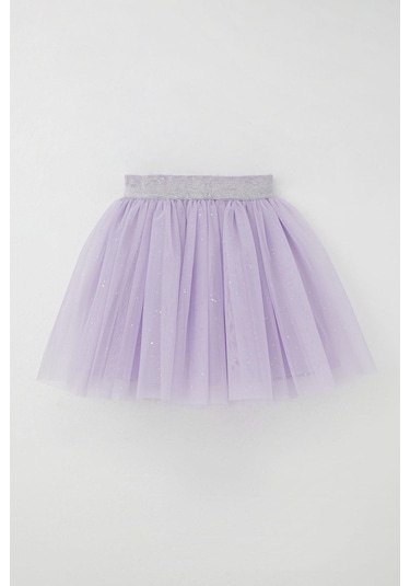 Breeze Kız Çocuk Tütü Etek Simli Beli Latikli 5-10 Yaş, Lila Lila