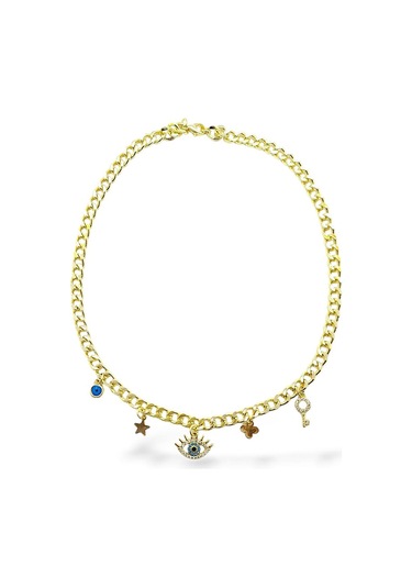 Göz Charm Çelik Kolye Altın - Gümüş