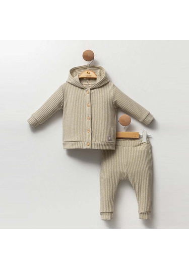 Cassiope Kapüşonlu Yumuşak Fitilli 2'li Bebek Takımı 473792 Yeşil