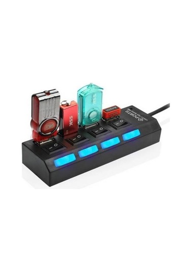 SPEEDUF 4 Port Usb 2.0 Hub Çoğaltıcı Çoklayıcı Switch Işıklı Anah