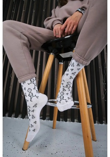 Kingkit Baskılı Ve Desenli Eğlenceli Yüksek Çoraplar Hediye Olarak Pamuklu 159842521 Beyaz