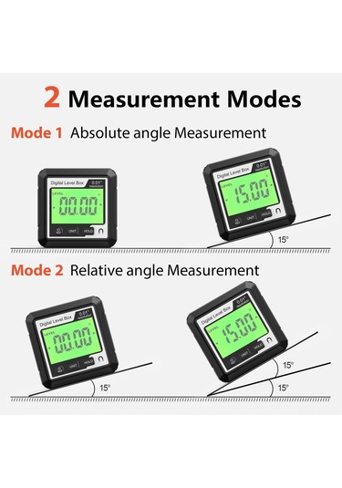 Vkemall Dijital İklinometre: Lcd Arka Işık, Manyetik Taban, Açı-eğim Dönüşümü, Veri Kilidi, 4x90 Ölçüm