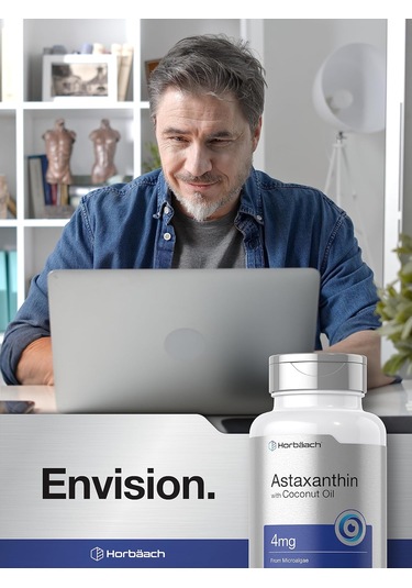 Horbäach Astaxanthin With Coconut Oil Skin Eyes Heart Support 4mg 150 Softgels Aromasız