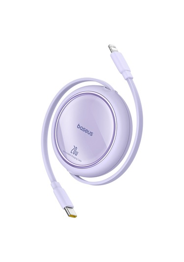 Baseus Free2pull Usb-c Lightning 20w Makaralı Hızlı Şarj Ve Data Kablosu, Mor 100 Cm