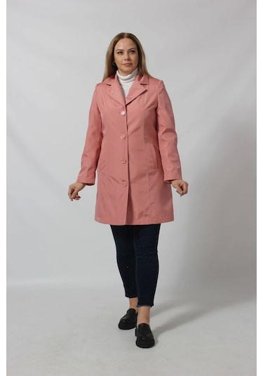 1670 Düğmeli Cep Detaylı Bondit Ceket Pudra