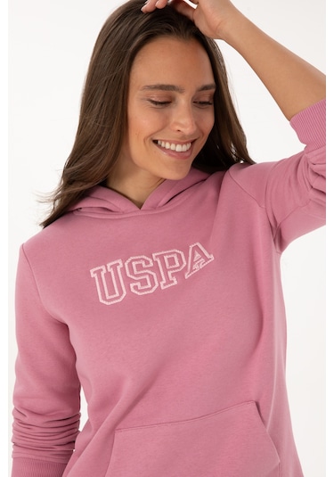 U.S. Polo Assn. Kadın Koyu Pembe Şardonlu Kapüşonlu Basic Sweatshirt 50313566-VR167 U.S. Polo Assn. Kadın Koyu Pembe Şardonlu Kapüşonlu Basic Sweatshirt 50313566-VR167