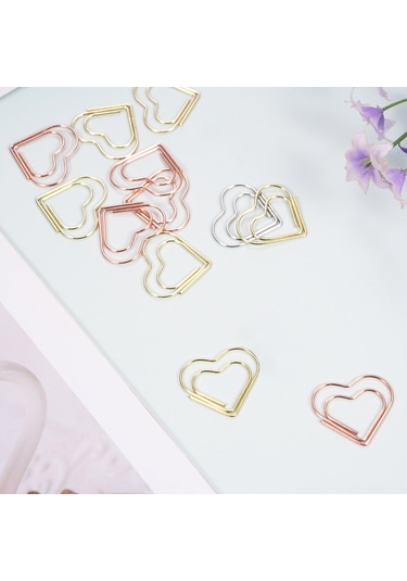 Honmex 50 Adet Gümüş电镀 Kalp Şekilli Büro Klipsi - Düğün Dekorasyonu, Kraft Çalışmaları Ve Belgeler İçin Altın/pembe Altın Seçenekli