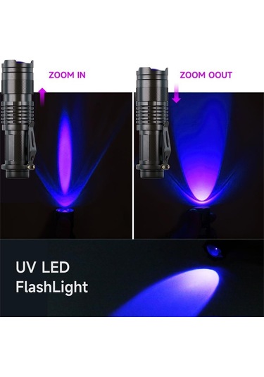 Ultra Violet Led El Feneri Blacklight Işık 395/365nm Muayene Lambası Meşale Işığı Uv Lamba Zumlanabilir 3 Modu Ultraviyole Lamba 365nm Uv Torch Siyah