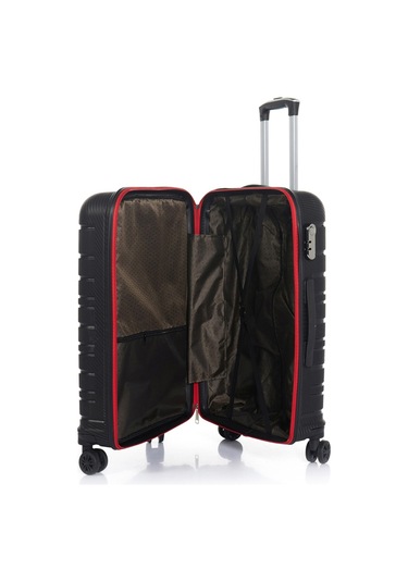 Hotowa Gold Pp Valiz 8010 Siyah Kırmızı Tsa Kilitli Orta Boy Siyah - Kırmızı