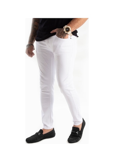 Deepsea Beyaz Skinny Kesim Erkek Kot Pantolon 2004157 Beyaz (498905836) Beyaz