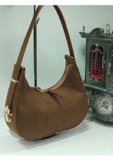 Süet Cherry Model Gold Detaylı Kadın Kol Çantası