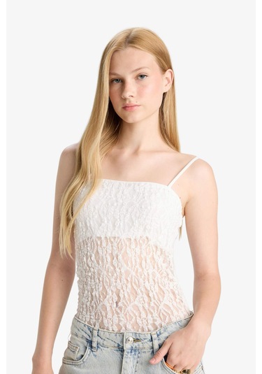 Defacto Coool Fitted Dantel Bodysuit F7895ax25hswt32 Beyaz