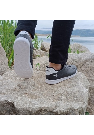 Bestof 041 Siyah-beyaz Sneaker Düz Taban Spor Ayakkabı 001