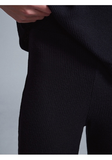 71910 Yüksek Bel Örme Pantolon-siyah Siyah