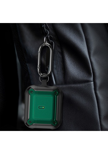 Airpods Uyumlu 3 İçin Sürgülü Tokalı Kablosuz Kulaklık Kancalı Koruyucu Kılıf Siyah