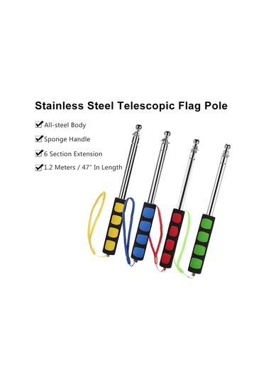 Konesam Yeşil Çelik Teleskopik Bayrak Çubuğu 1.2m - Öğretmen, Rehber, Paradelik - Taşınabilir, Dayanıklı, Kol Saati Eldiveni Yeşil